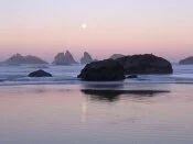 Moonset and Kittens, Sea Stacks, Bandon, Oregon .jpg