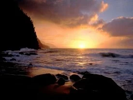 Sunset on the Na Pali Coast, Hawaii -  .jpg